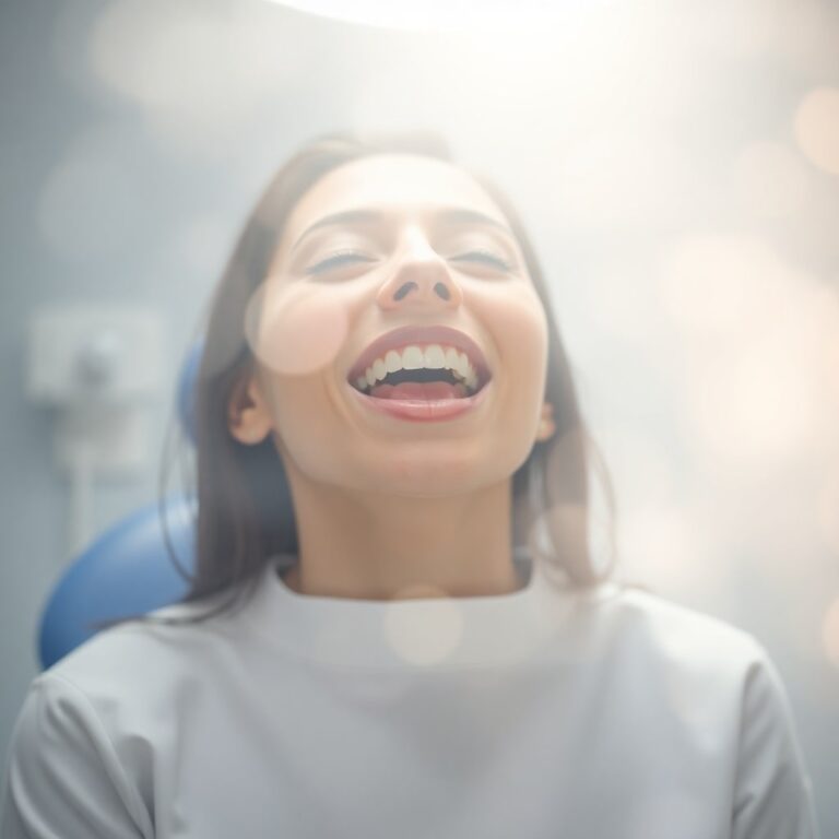 בחורה עם שיניים ישרות מחייכת - נוצר ע"י DALL-E